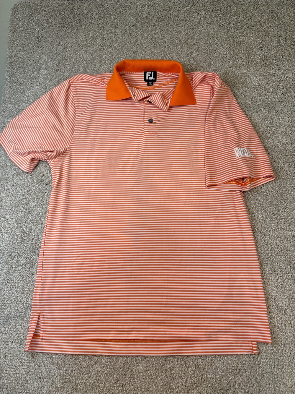 NBA Men’s Orange and White Striped Polo Shirt